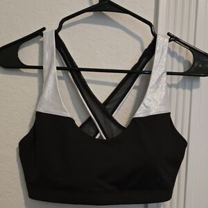 Victoria's Secret Black and Silver Women's Sports Bra, Medium